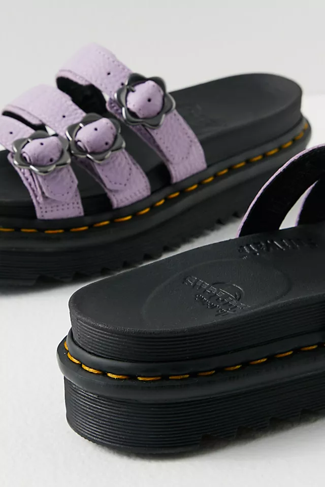 Blaire Flower Buckle Slides Lilac
