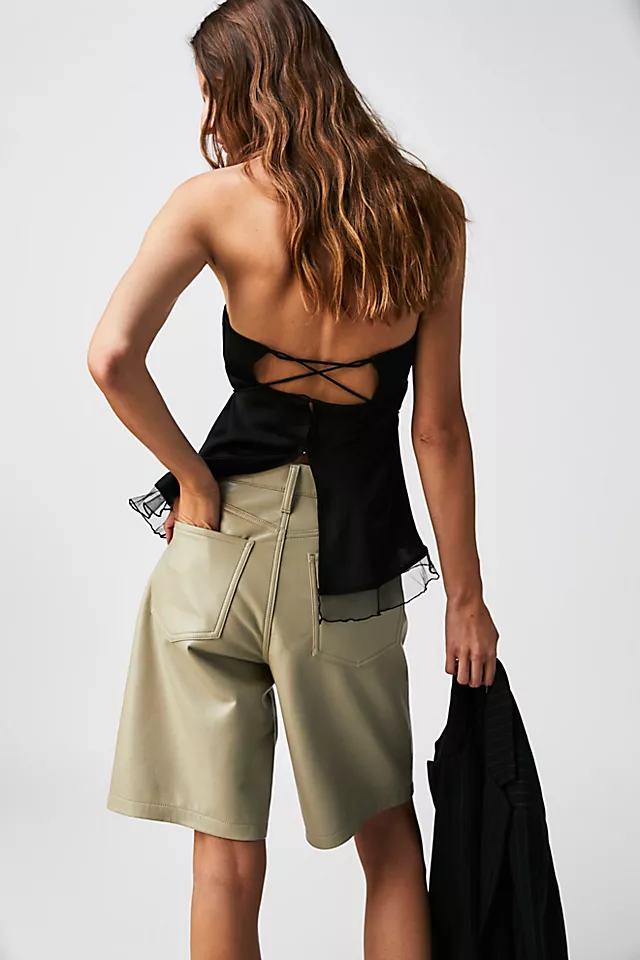 AGOLDE Recycled Leather Low-Rise Shorts Toast