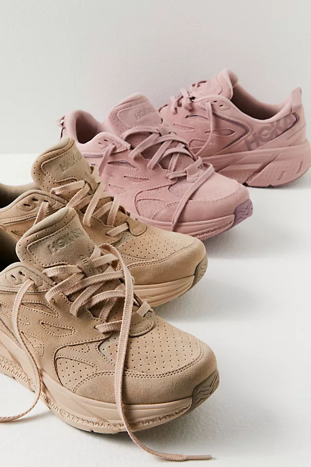 Hoka Clifton L Suede Sneakers Pale Mauve