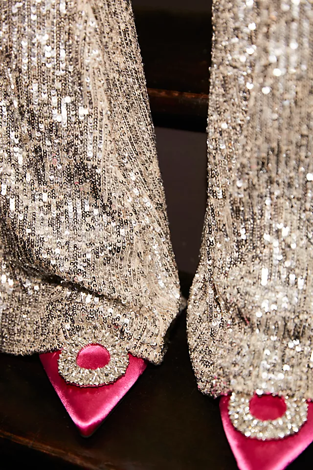 Elsa Embellished Heels Fuchsia Satin