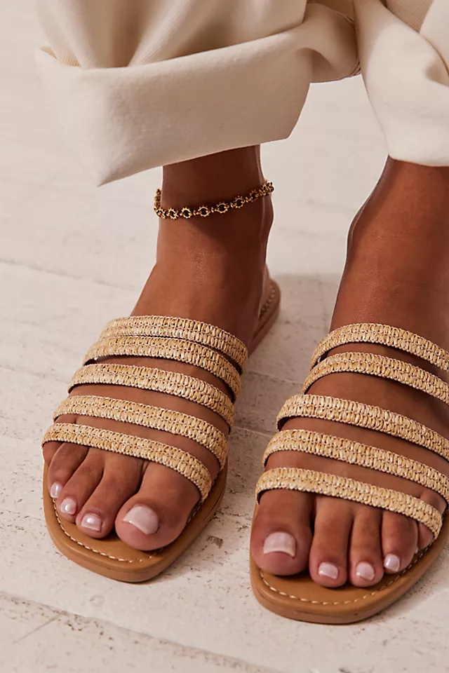 Topanga Slip On Sandals Natural Raffia