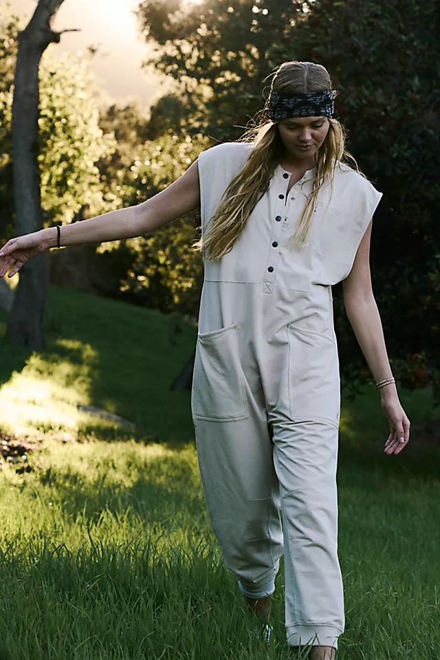 All Day Everyday Henley Jumpsuit Muted Beige