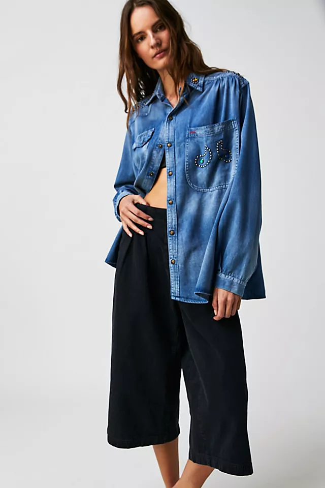 Dr. Collectors Roy Rogers Studs & Rhinestones Shirt Stone Wash