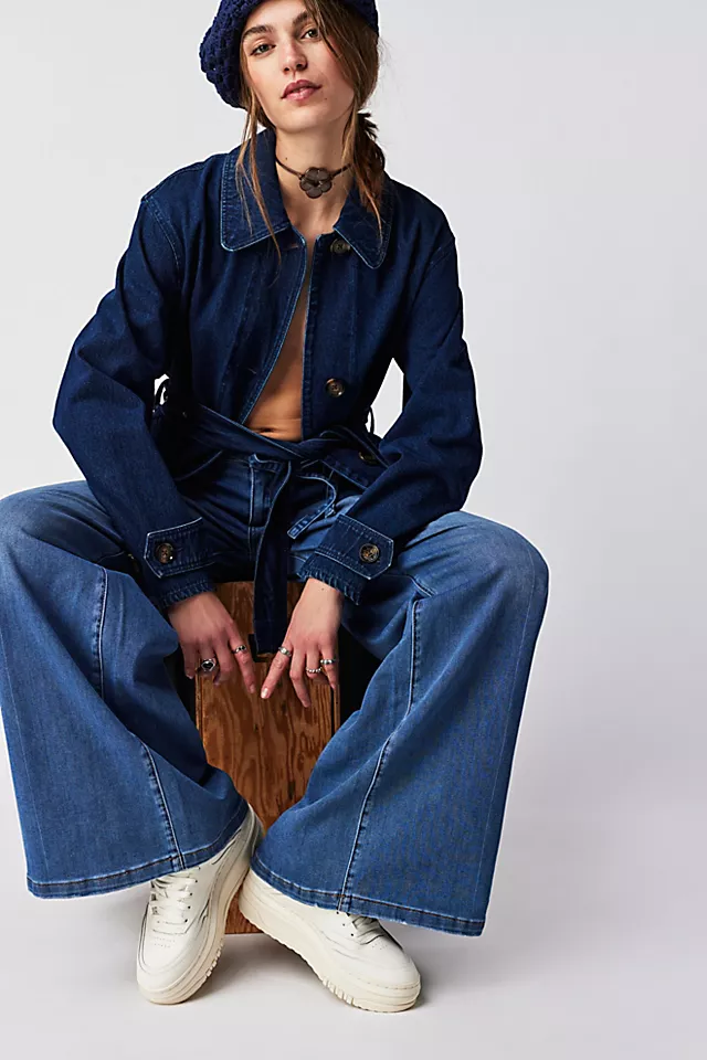 Barbour Somerland Denim Trench Blue