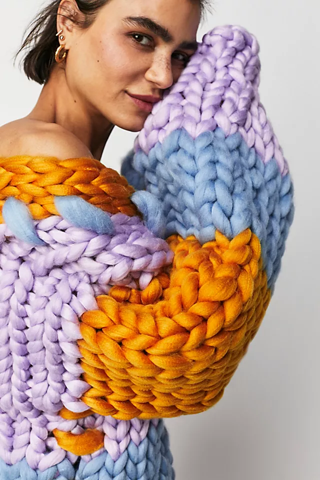 Hope Macaulay Thea Colossal Knit Jacket Purple Combo