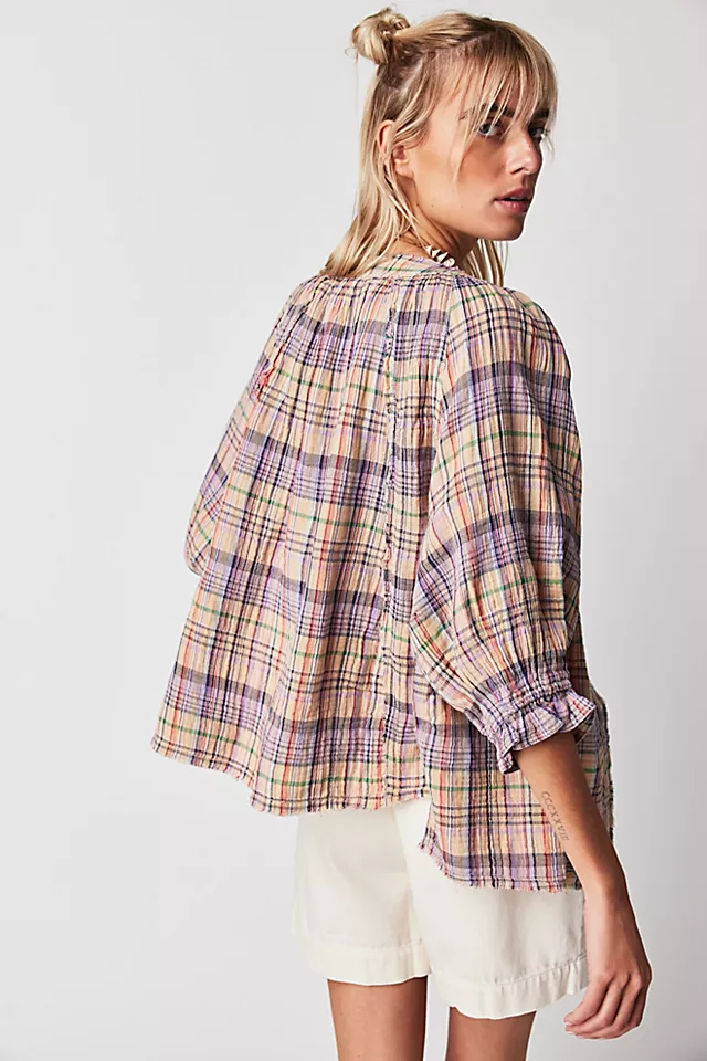 We The Free Lucy Swing Plaid Tee Au Lait