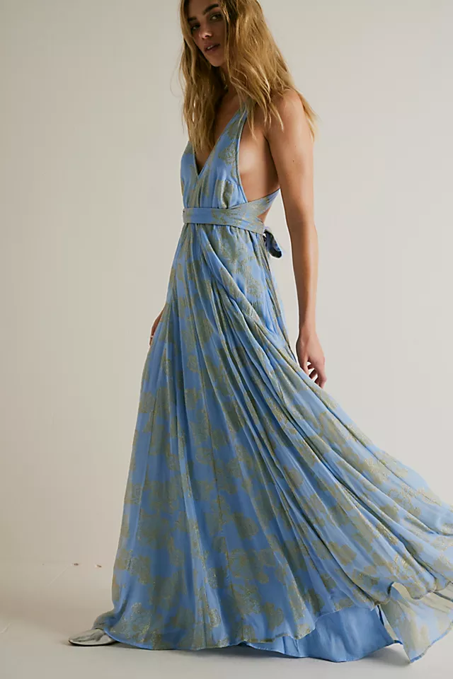 Holding On Convertible Maxi Dress Blue Egret Combo