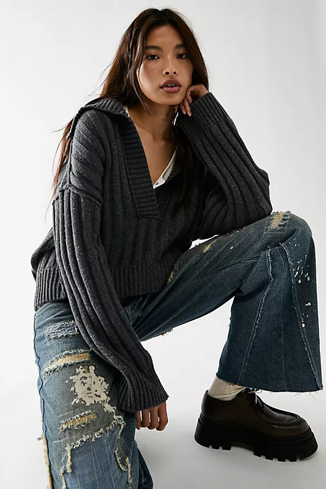 We The Free Rudi Funnel Neck Sweater Storm Grey