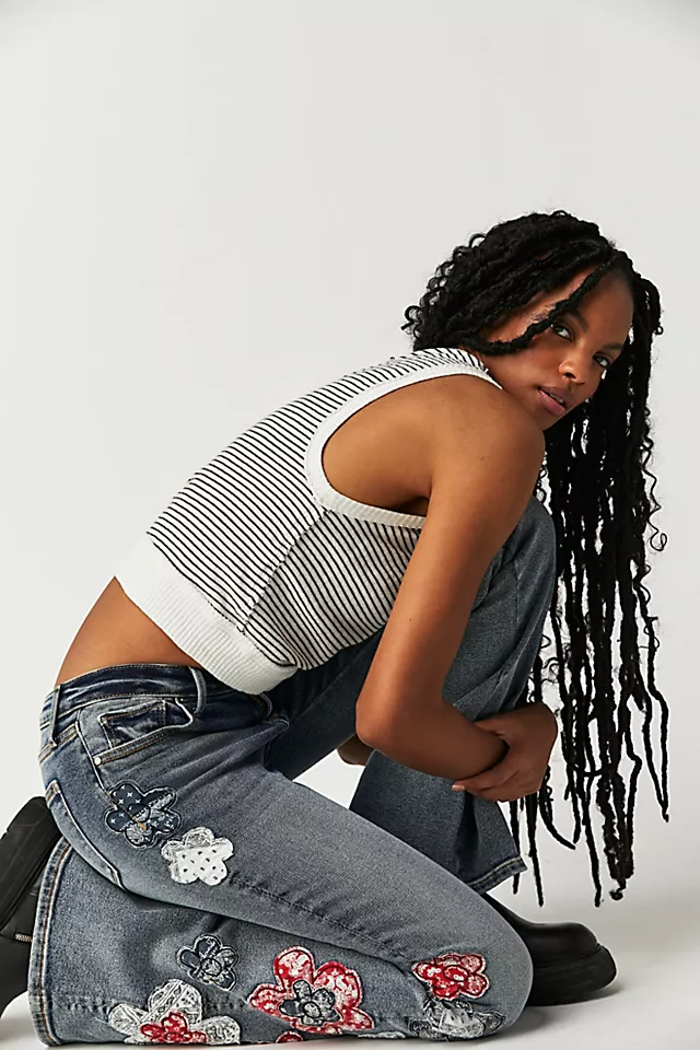 Driftwood Farrah Embroidered Flare Jeans American Bandstand