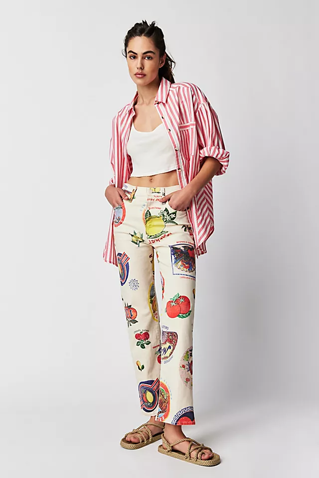 MOTHER The Rambler Zip Printed Ankle Jeans