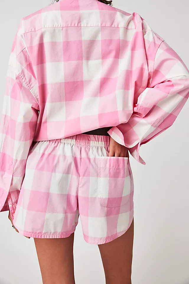 Denimist Plaid Shorts Pink / Ecru