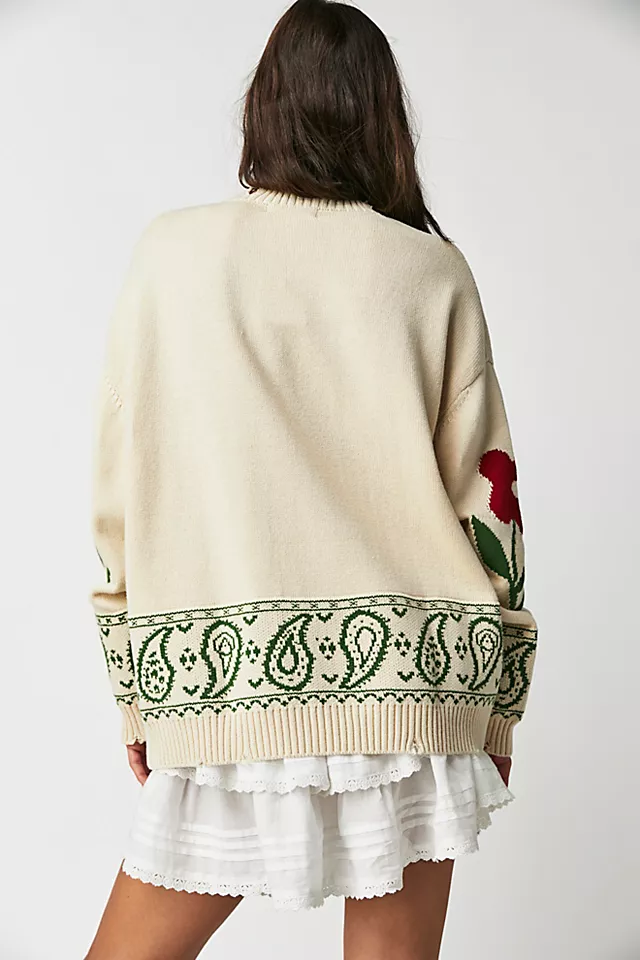 Floral Paisley Sweater Ivory