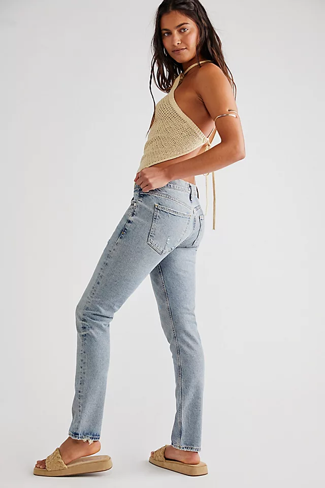 Citizens of Humanity Inga Low-Rise Slim Straight Jeans Adorn