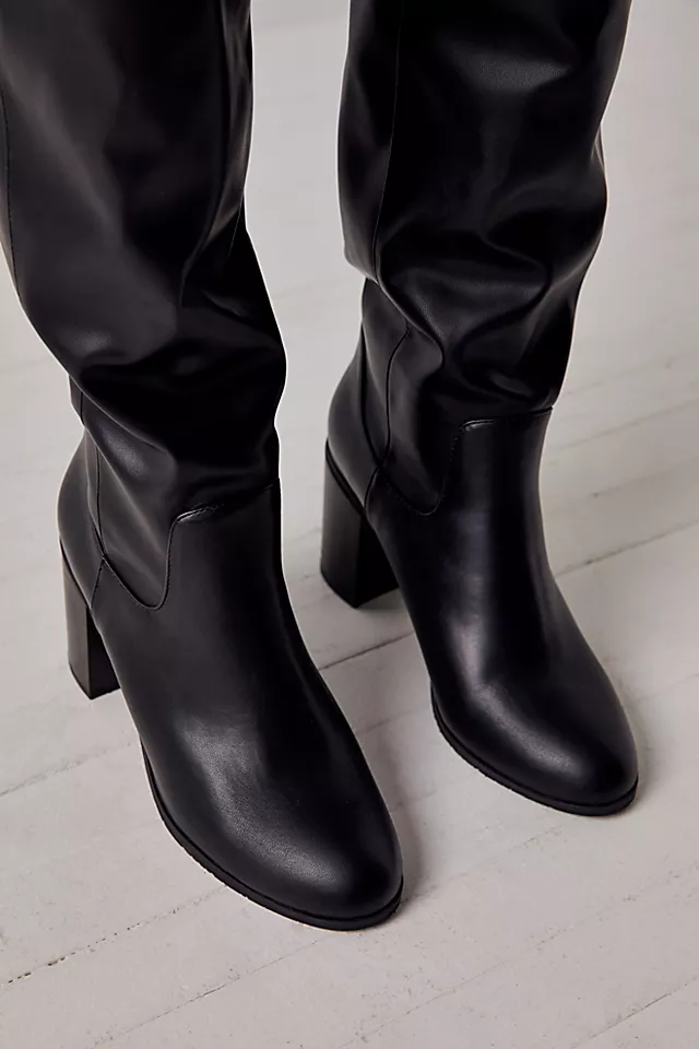 Walk This Way Vegan Slouchy Tall Boots Black Vegan Leather