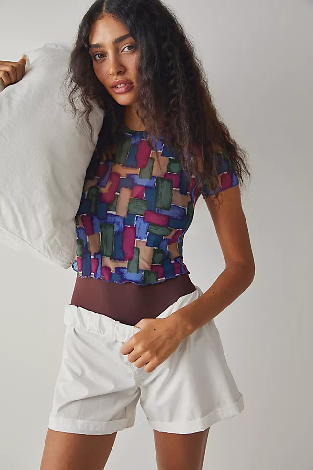 Mosaic Mesh Baby Tee Brush Stroke