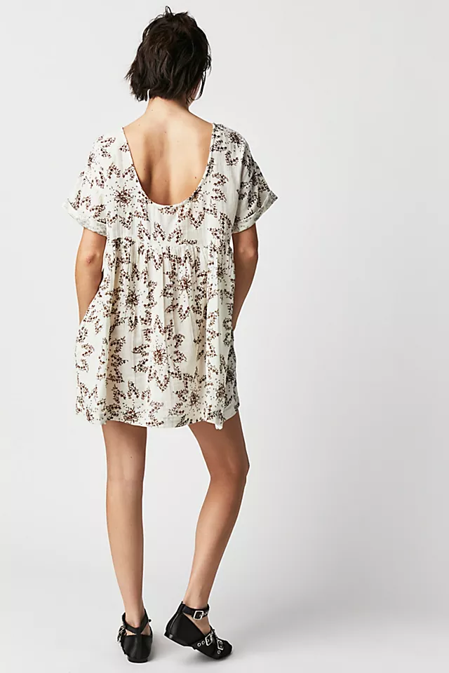 Belezza Printed Babydoll Dress Sand Combo