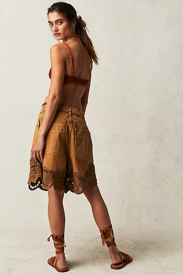 Good Chakras Crochet Shorts Ochre