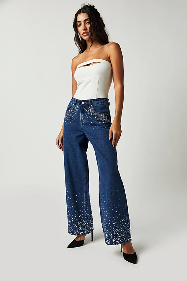 Milk It Embellished Ziggy Jeans Mid Light Blue