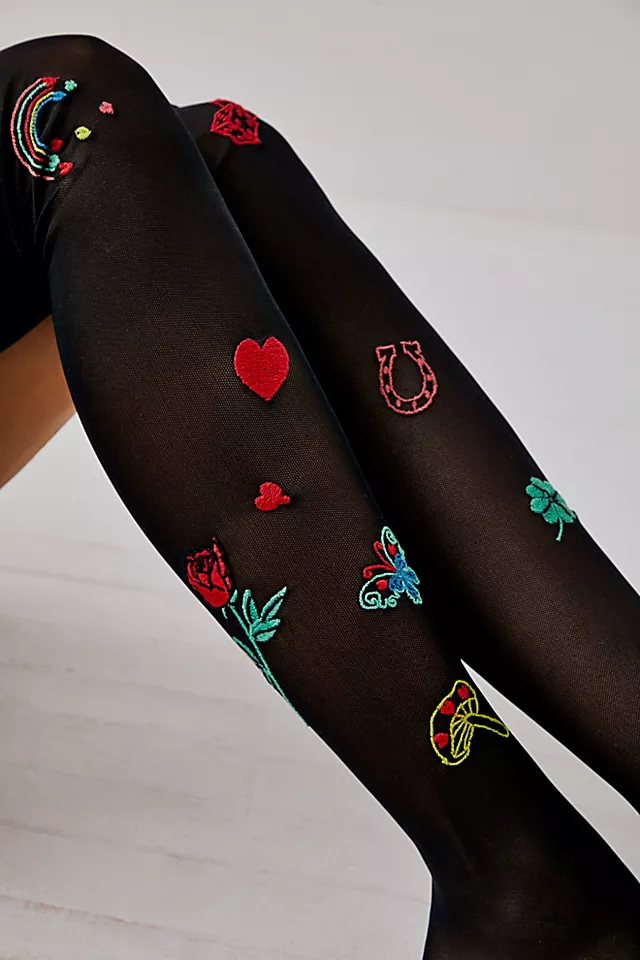 Lucky You Thigh High Socks Black