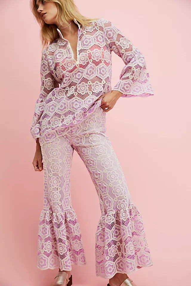 Anna Sui Mod Floral Lace Set Mauve Multi