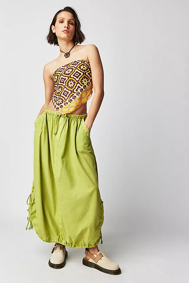 Picture Perfect Parachute Skirt Citron Silk