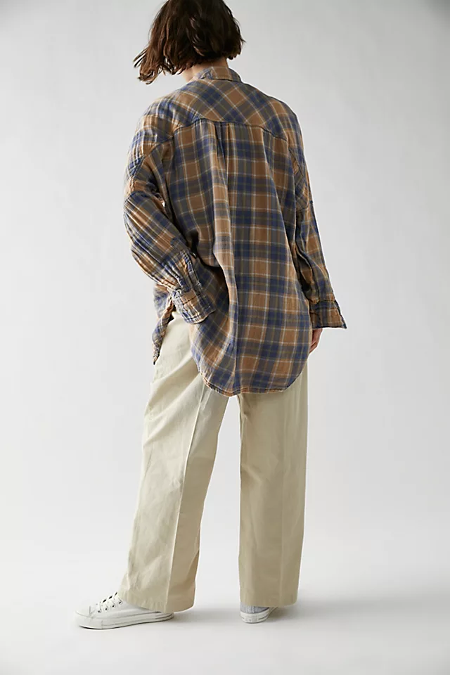 CP Shades Oversized Plaid Shirt Peony