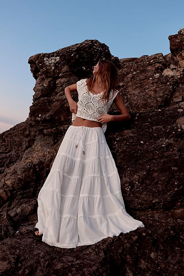 Simply Smitten Maxi Skirt Optic White