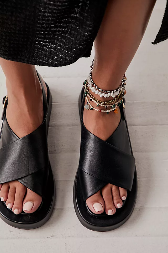 Joni Slingback Sandals Black Leather