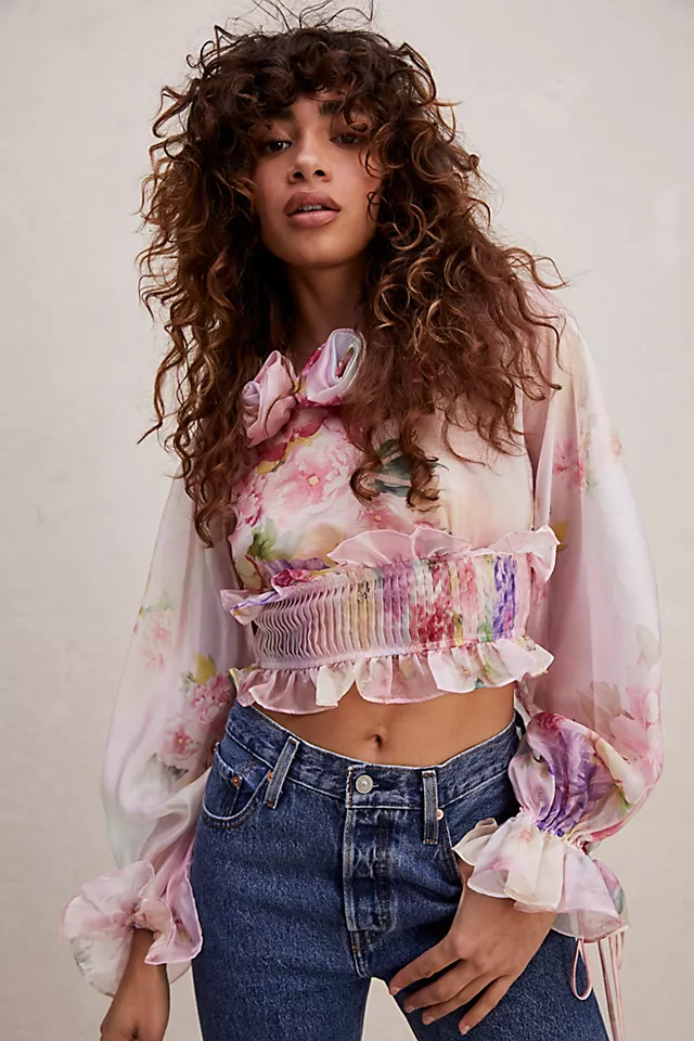 For Love & Lemons Penny Blouse Pink