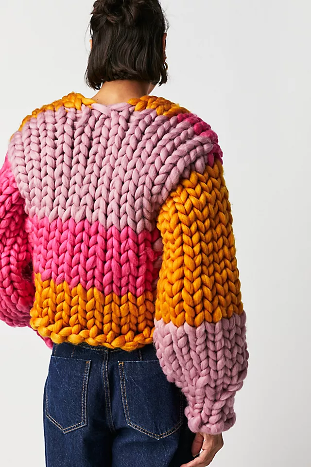 Hope Macaulay Hot Pink Colossal Knit Cardigan Hot Pink