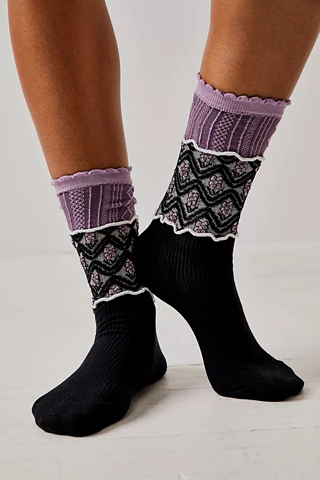 La Boheme Socks Ivory / Purple