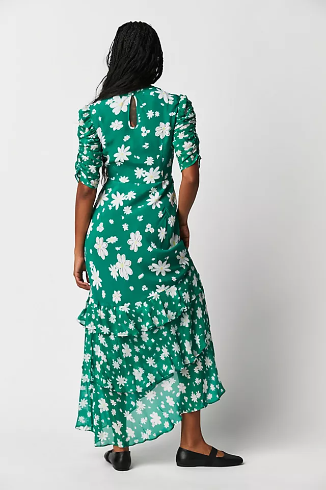 RIXO Evelyn Dress Green Daisy Dream