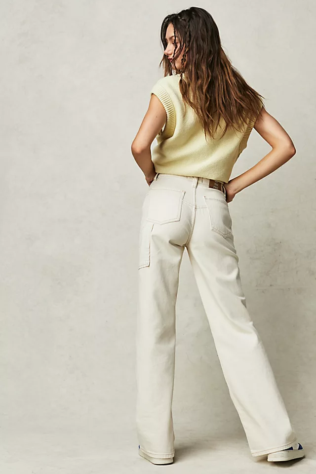 Tinsley Baggy High-Rise Jeans Ecru