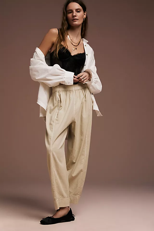 Preppy Poplin Pull-On Pants Birch