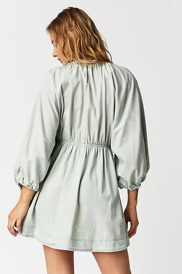 Portia Denim Mini Dress Ultra Faded Indigo Wash