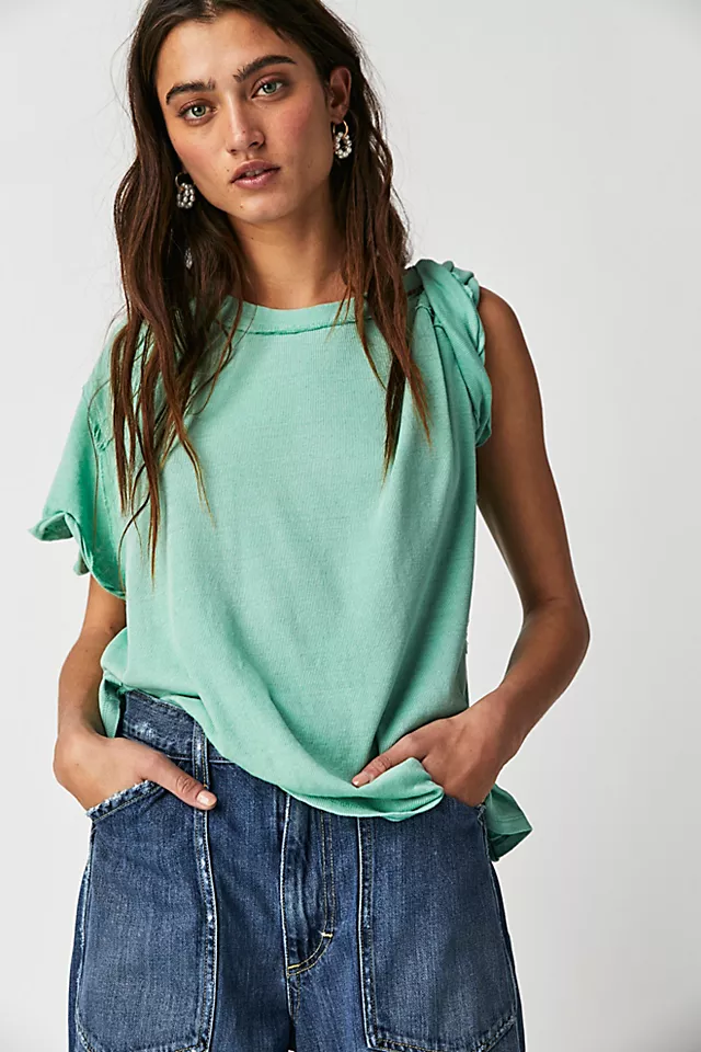 Care FP Linen Blend BF Tee Subtle Green