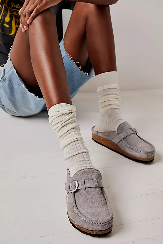 Buckley Shearling Birkenstock Stone Coin Suede