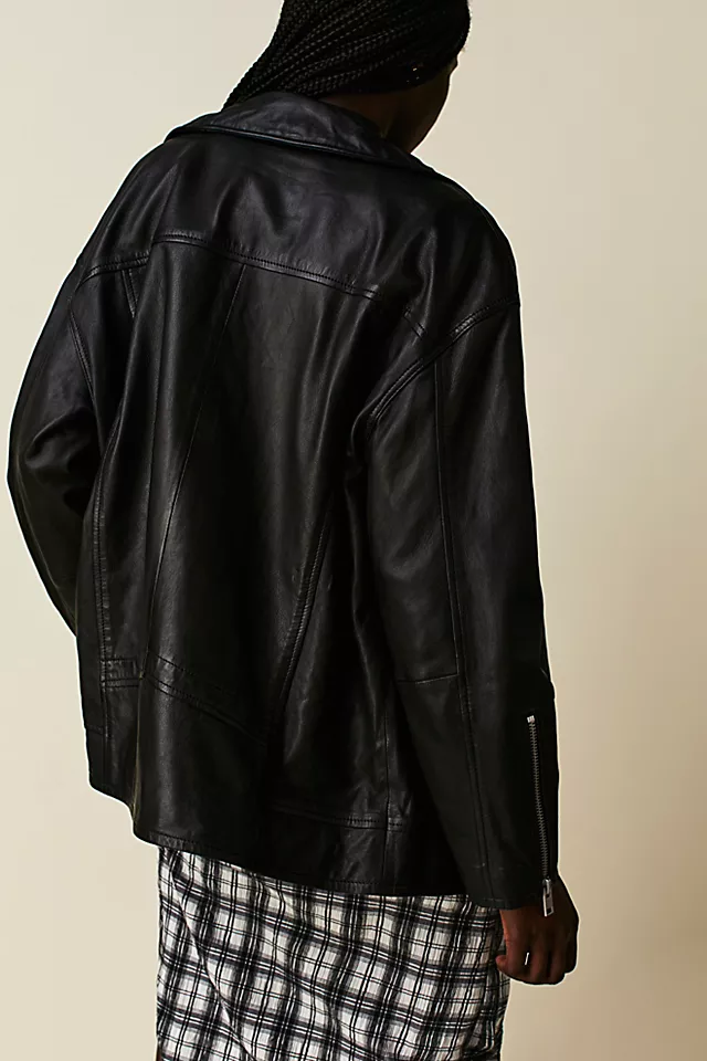 Mauritius Yori Boyfriend Leather Jacket Black