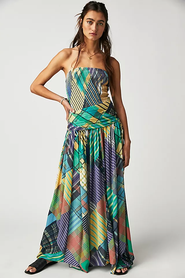 Samara Smocked Maxi Dress Light Combo