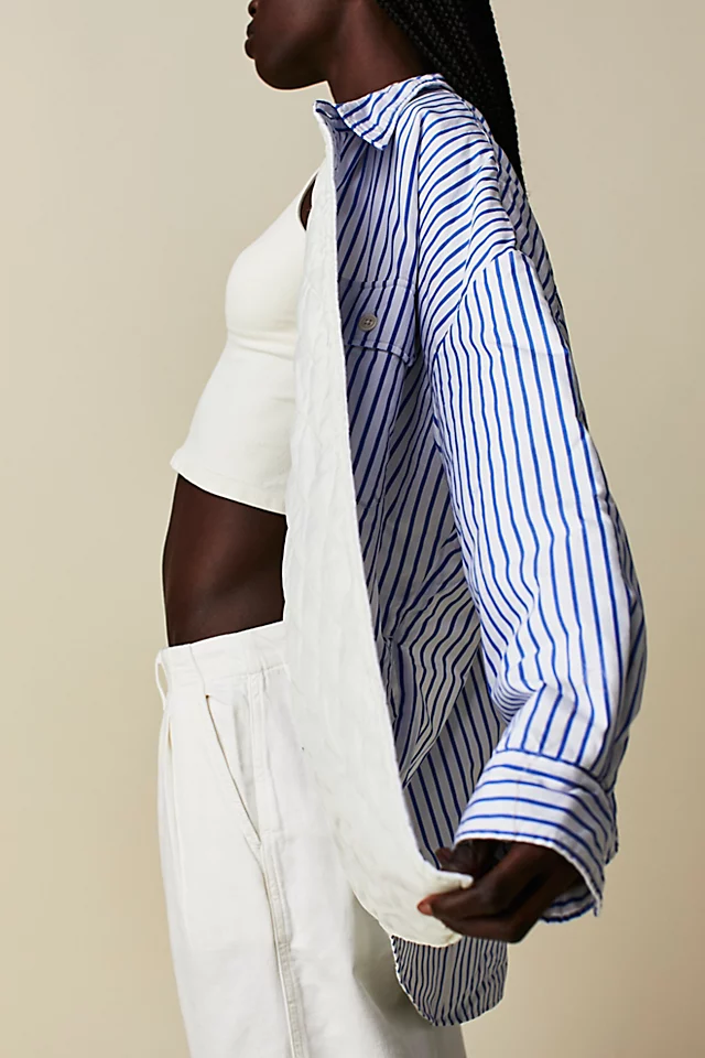 Denimist CPO Shirt Jacket Blue Wide Stripe