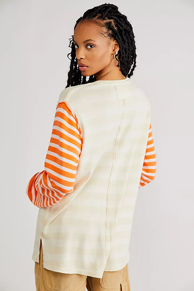 Sawyer Stripe Tee Tan Orange Combo