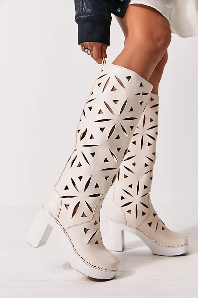 Swedish Hasbeens Lacy Boots White / White