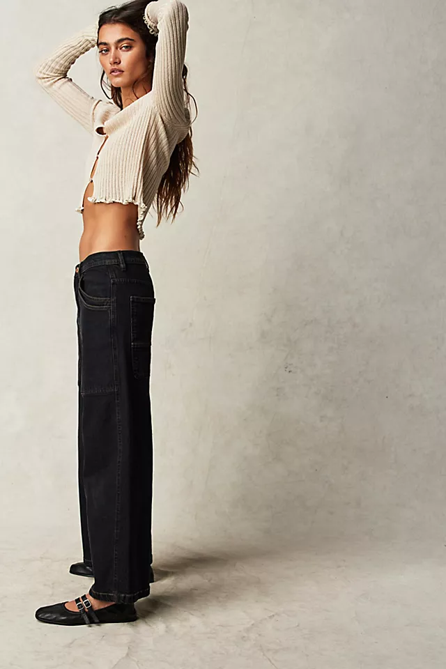 Piper Mid-Rise Crop Wide-Leg Jeans Rococo