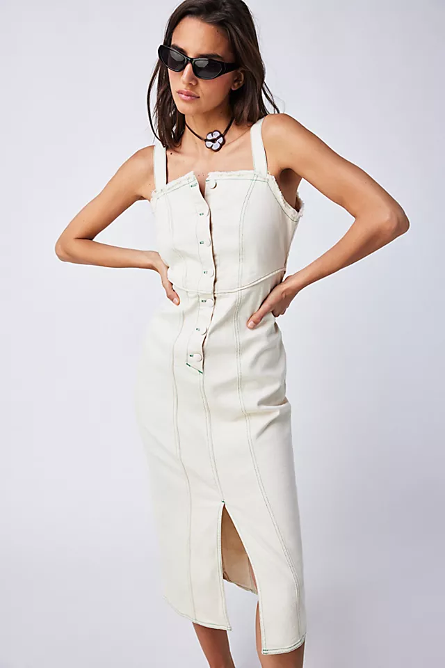 Lucia Ottonello Pop Denim Dress Cream