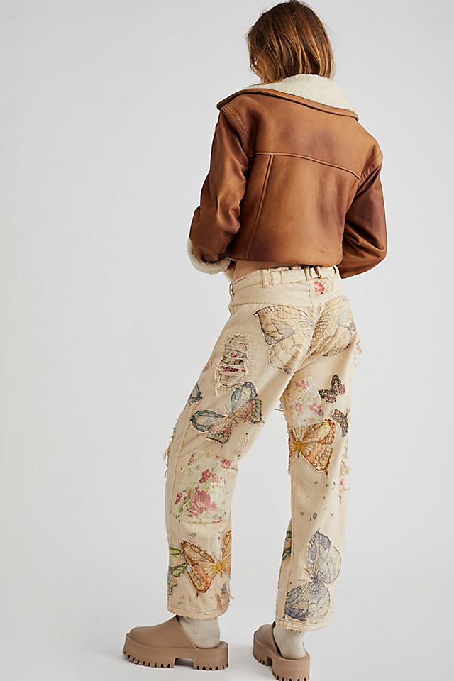 Magnolia Pearl Mariposa Embroidered Jeans Ivory