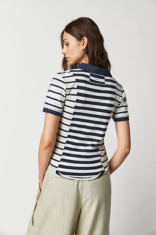 Stripe Up Your Life Tee Navy Combo