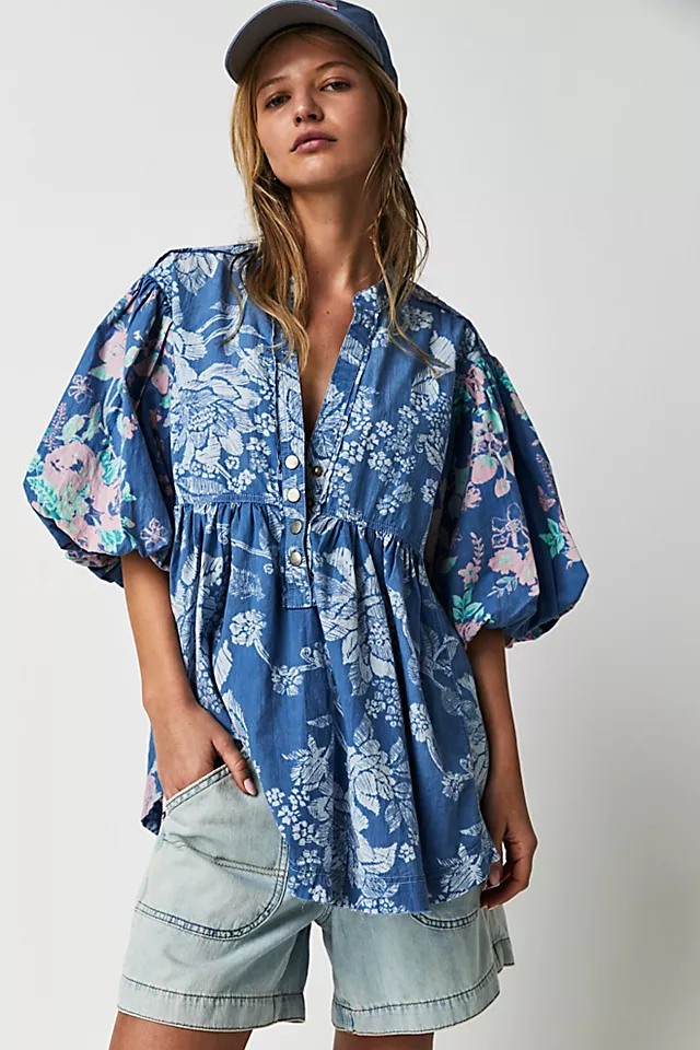 Cosette Printed Pullover Chambray Combo