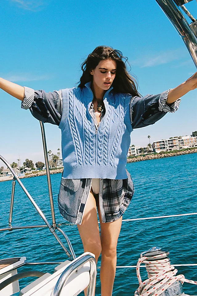 Lizzy Half Zip Vest Misty Dawn