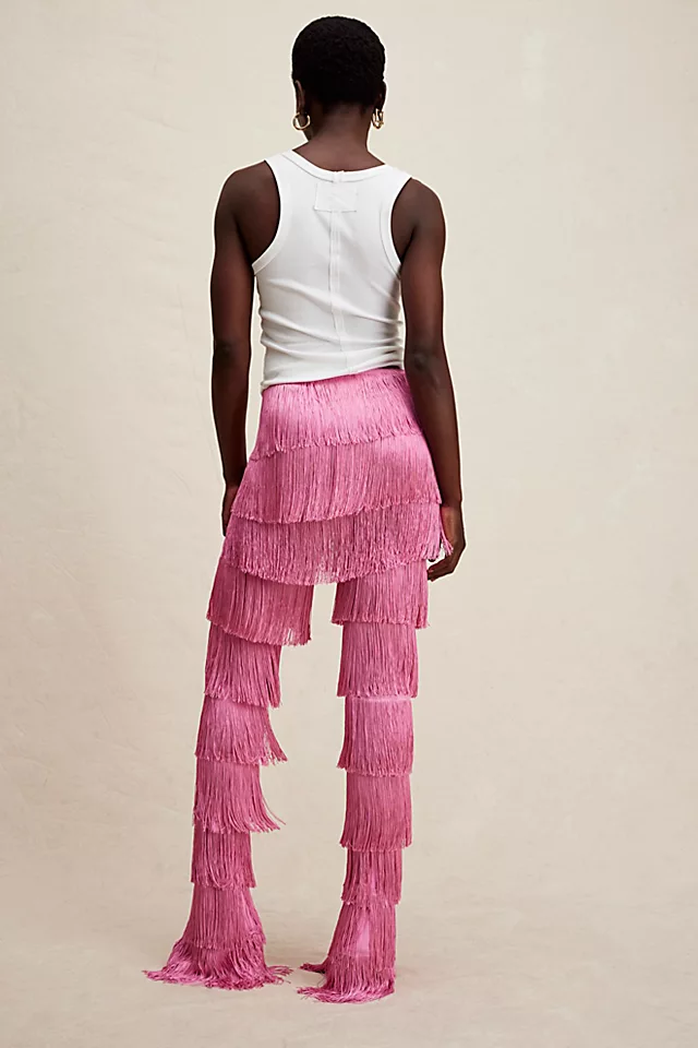 Norma Kamali Fringe Spat Leggings Candy Pink