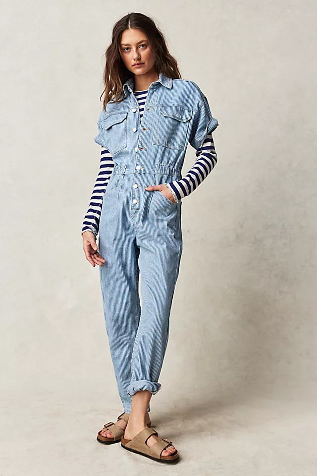 Marci Railroad Stripe Coverall Worn Railroad
